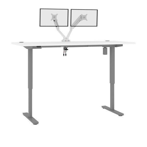 Bestar Bestar Upstand 72W x 30D Standing Desk with Dual Monitor Arm in white 175880-000017 - main